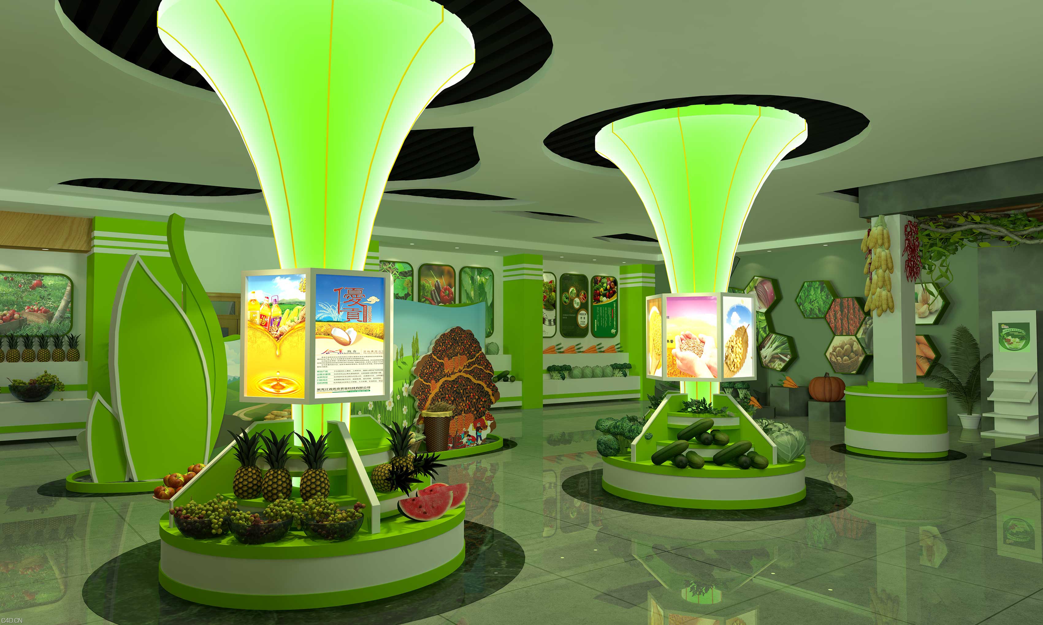 绿色农业生态展厅设计效果图cinema4d