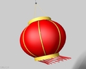 大红灯笼随风摆动C4D工程 Red lantern