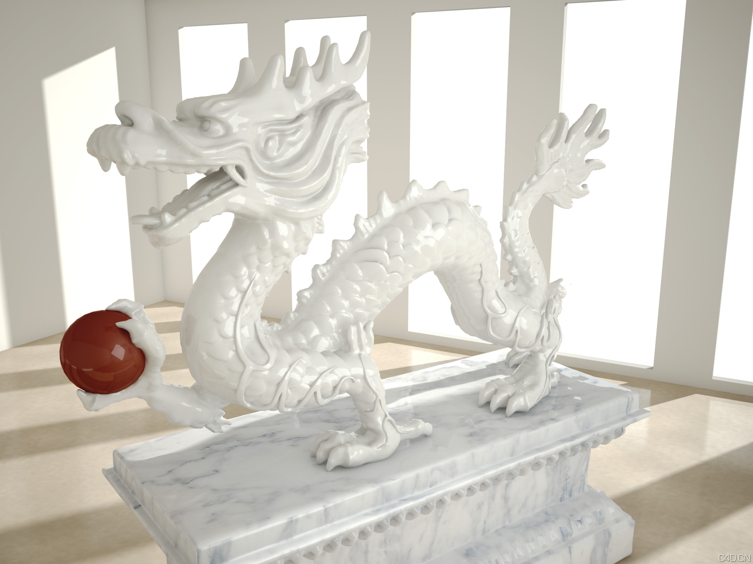 C4D vray渲染作品—陶瓷龙摆件：Cinema 4D Vray -- DragonII - C4D之家 - cinema_4d_vray____dragonii_by_smokeyoriginalhd-d4hr41y.jpg