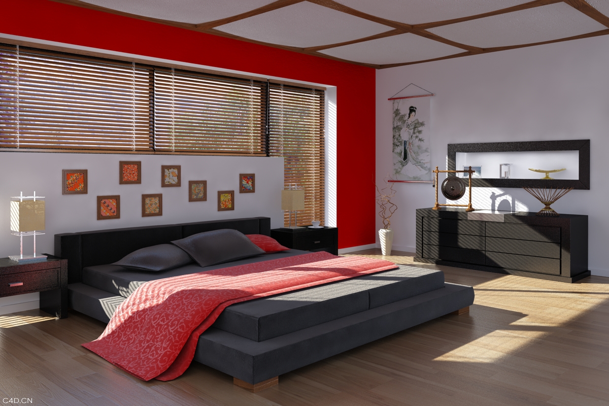C4D室内模型：卧室完整模型（C4D FOR VRAY渲染）Bedroom 3D model - C4D之家 - Archinteriors1_006.jpg