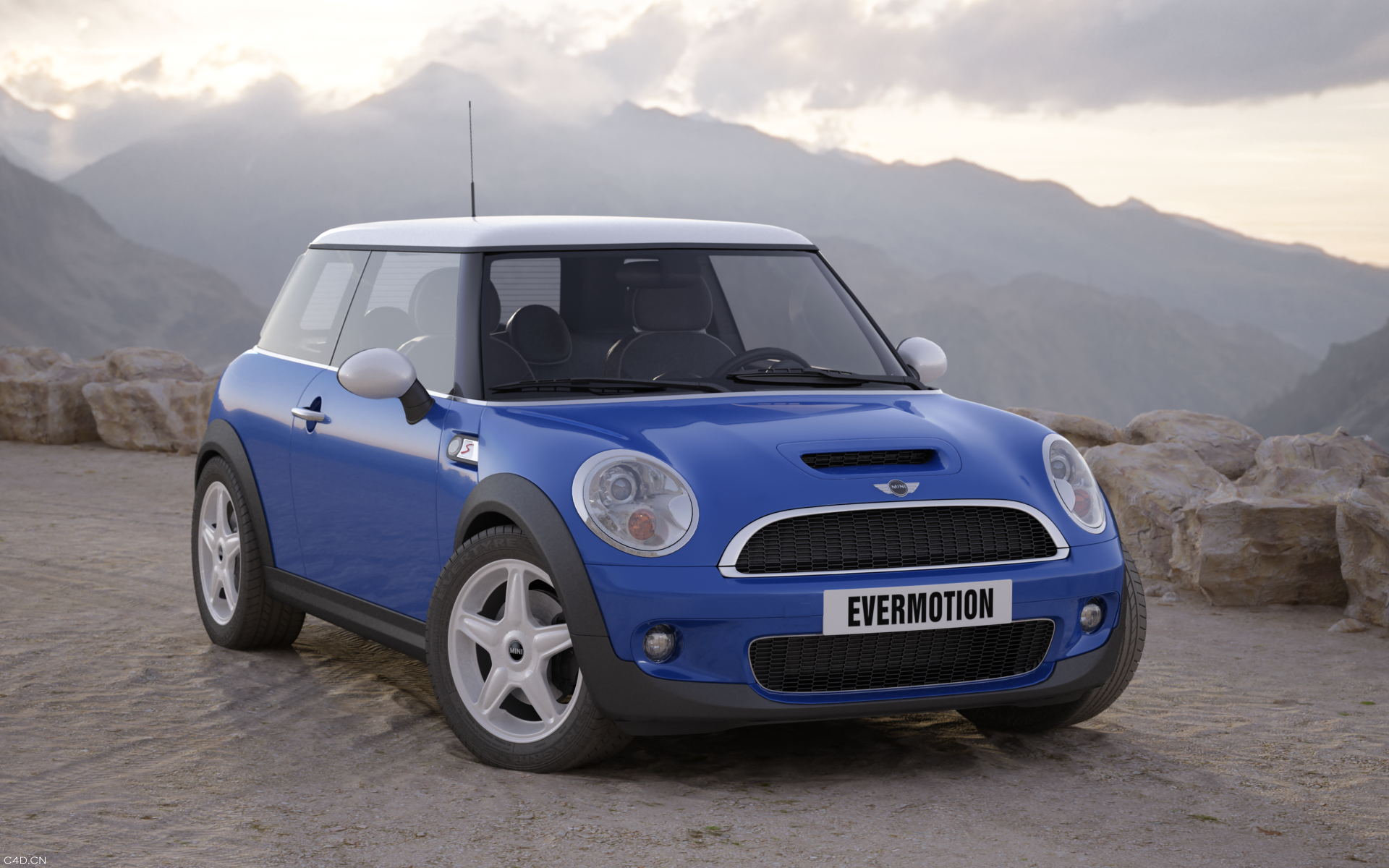 宝马迷你汽车C4D模型 Mini Cooper S - C4D之家 - 001_front.png