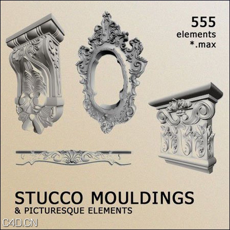 欧式雕花3D模型合集 3D Models – Decorative Items Stucco Mouldinds - C4D之家 - 632b33e66e3546650aa200b2c21dda42.jpg