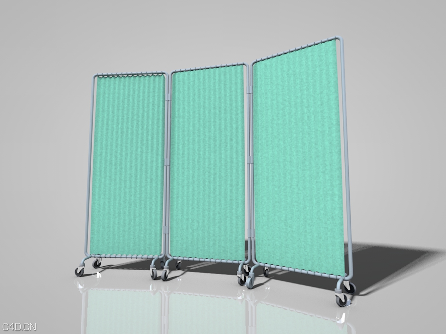 医院医疗器械：医院手术遮挡帘C4D模型 Curtains - C4D之家 - 1.jpg