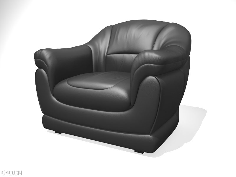黑色真皮单人沙发C4D模型（c4d for vray）Single person sofa - C4D之家 - 沙发.jpg