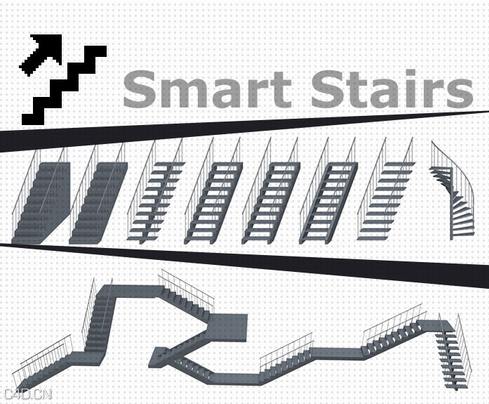 C4D智能楼梯插件 Smart Stairs 1.04 - C4D之家 - smartstairspackage.jpg