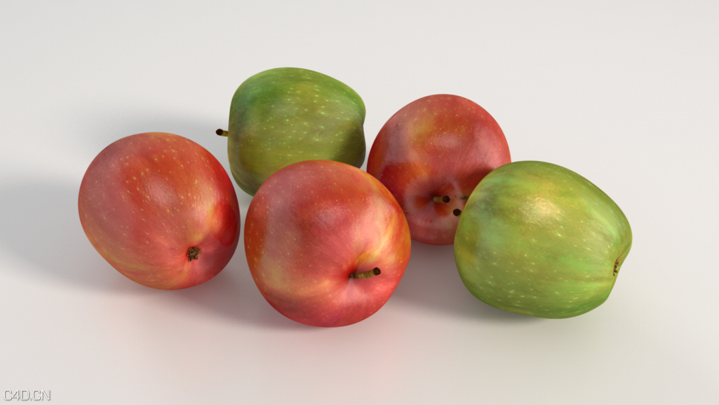 红苹果、青苹果C4D模型 Vray For C4D Apples - C4D之家 - Vray For C4D Apples.png