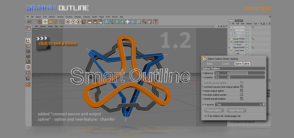 C4D样条曲线对象插件 Smart Outline 1.2