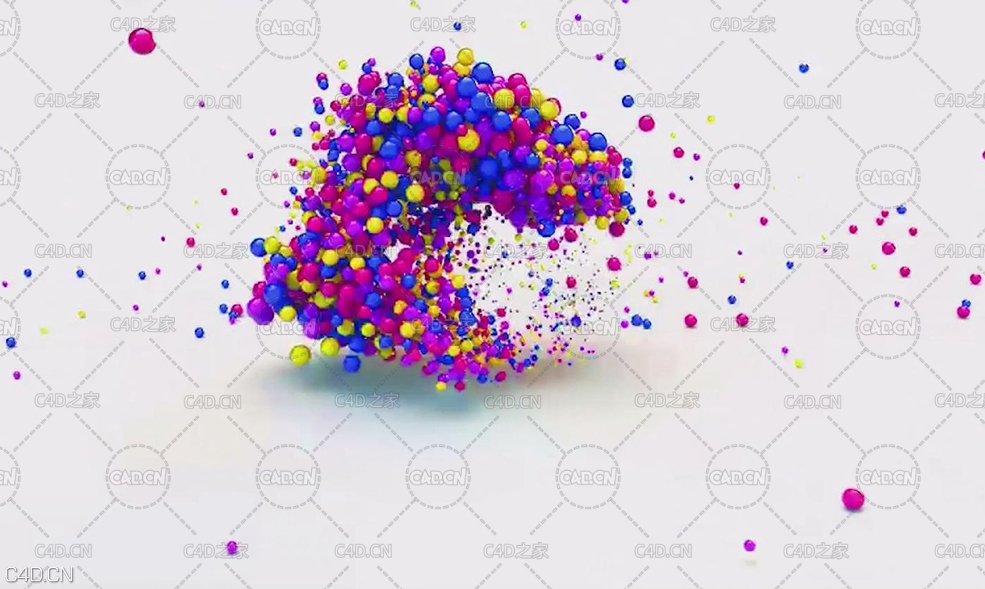 C4D克隆和动力学小球扰动效果教程