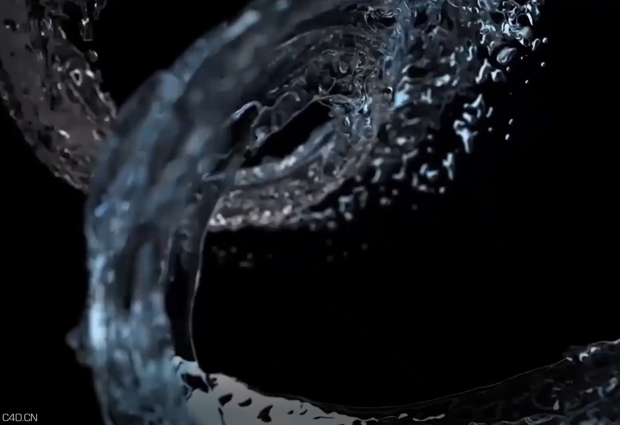 C4D X-particles水螺旋动画效果中文案例教程
