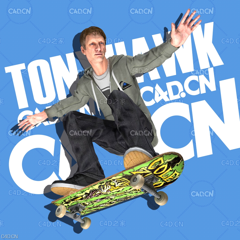 158个《托尼霍克滑板》游戏专业滑板人物动画模型 Tony Hawk’s Pro Skater - C4D之家 - Flip_GhettoBird_Air.jpg