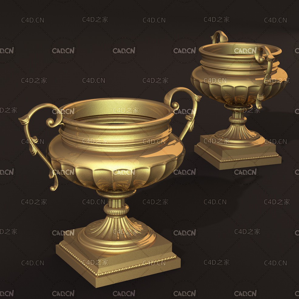 C4D足球赛奖杯冠J(champion)奖杯模型 cup 3d model