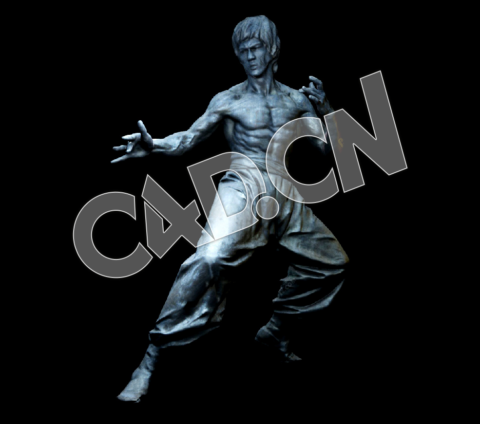 C4D电影武打明星李小龙雕塑人物塑像模型