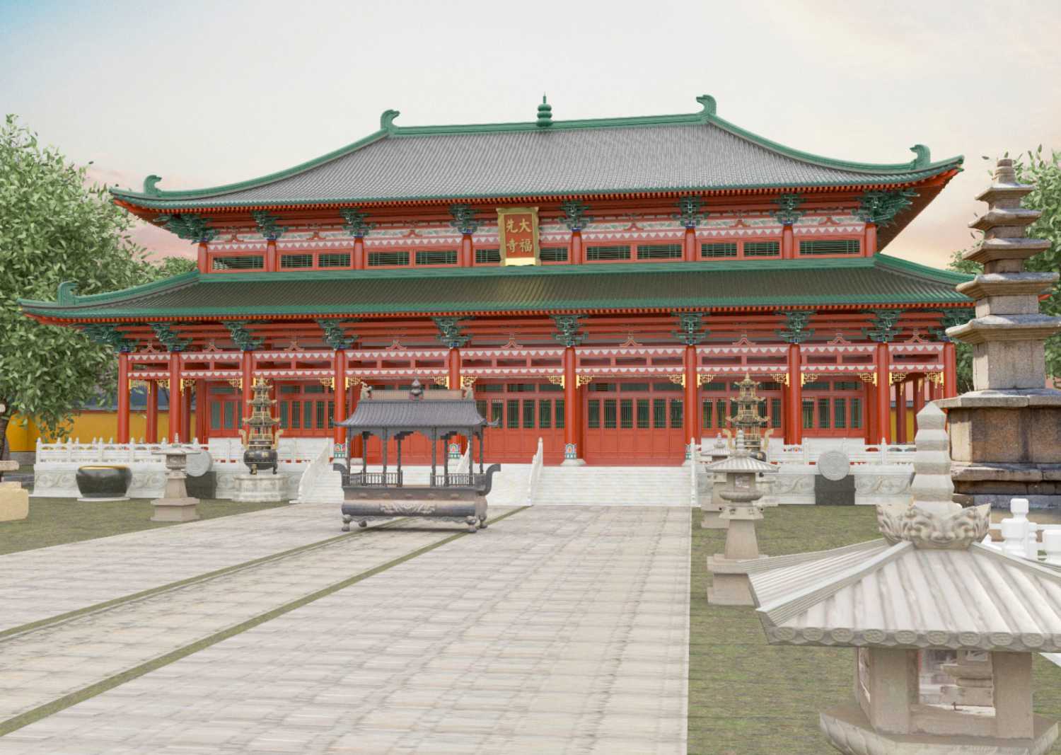隋唐洛阳城大福先寺三维建模（Cinema 4D＋VRay） - C4D之家 - 大福先寺02.jpg