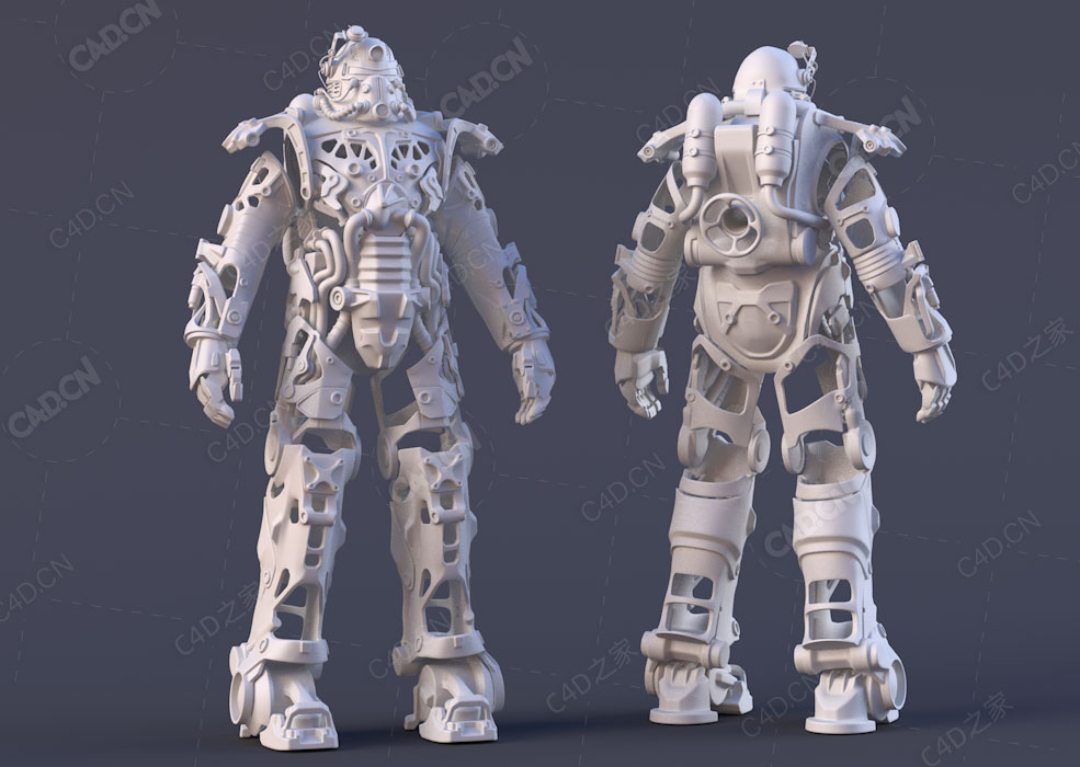 科幻机甲服装战地机器盔甲外套C4D模型Fallout