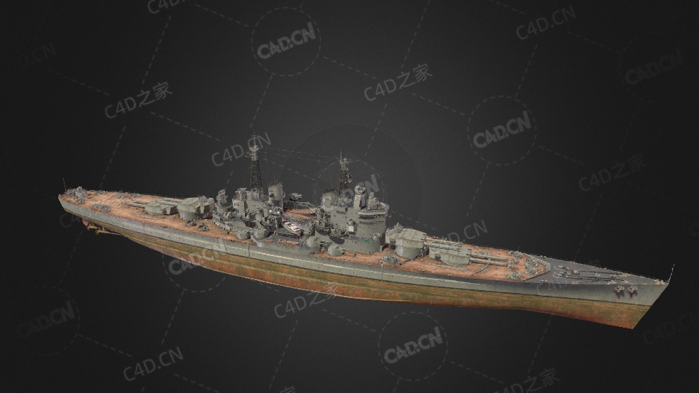 英国皇家海军征服者号战列舰C4D模型下载Conqueror 3d model - C4D之家 - 77.jpg