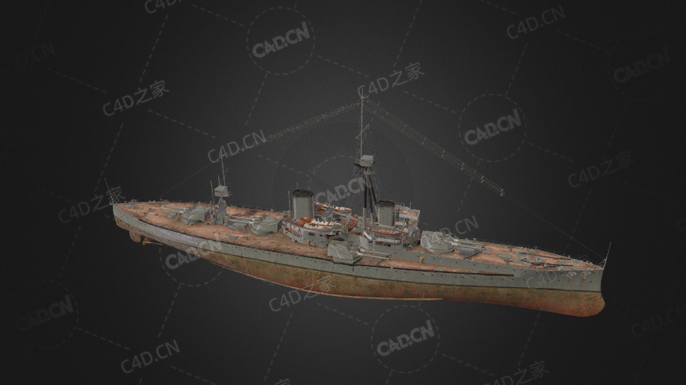 英国皇家海军无畏号战列舰C4D模型下载Dreadnought 3d model - C4D之家 - 88.jpg
