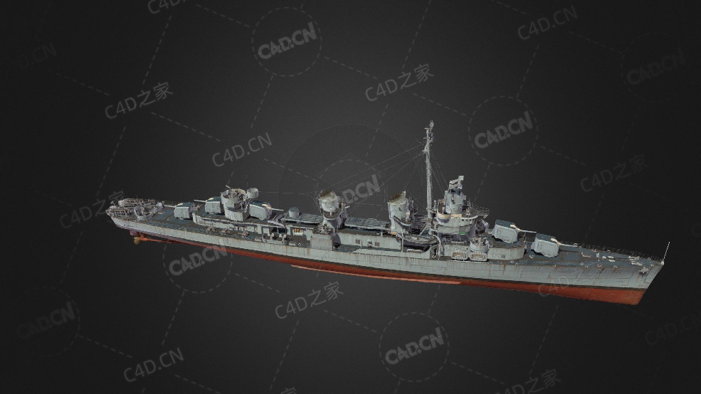 美国海军弗莱彻级驱逐舰弗莱彻号驱逐舰首舰C4D模型下载Fletcher 3d model - C4D之家 - 109.jpg