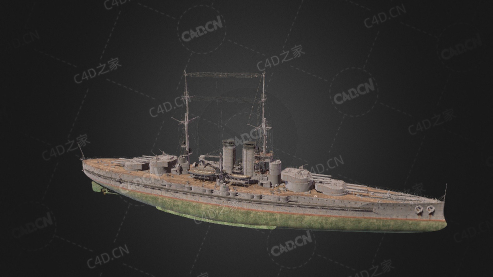 奥匈帝国海军联合力量级战列舰C4D模型下载Viribus Unitis 3d model - C4D之家 - 371.jpg