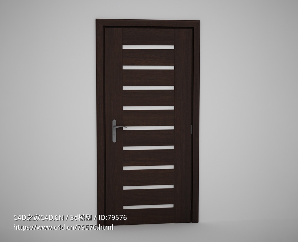 9条玻璃装饰线深棕色原木门C4D模型下载 Door model - C4D之家 - 38.jpg