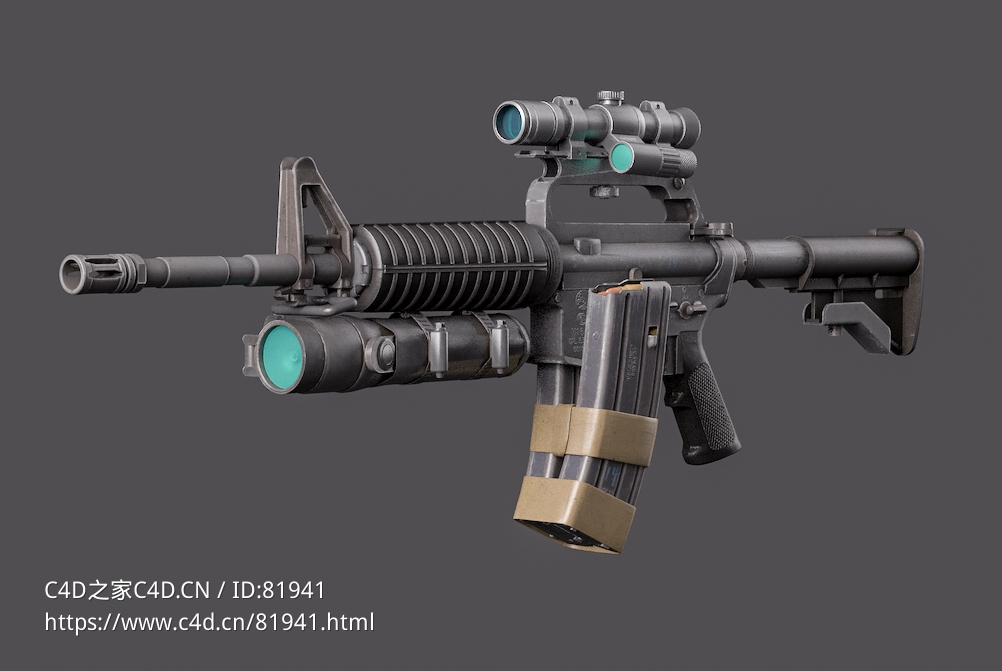 冲锋枪Delta CAR-15 - C4D之家 - 11.jpg