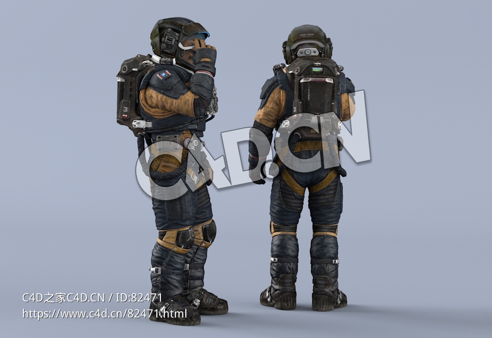 推拉头盔面罩的深蓝色太空服中年男性太空飞行员Idle Helmet Scifi Visor - C4D之家 - 95.jpg