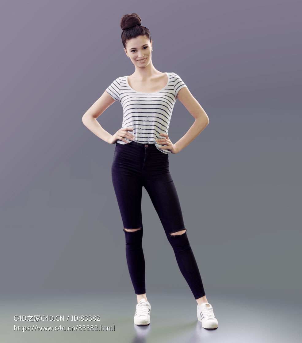 三维扫描写实人物叉腰站着的国外女性 - C4D之家 - 092.jpg