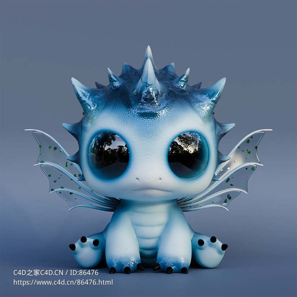 高质量写实Q版冰霜小龙Frosty Dragon三维模型含完整材质贴图可用于动画游戏设计 - C4D之家 - 1.jpg