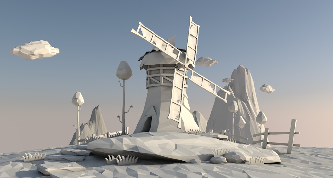 C4D低面多边形风车景观工程文件 Low surface polygon windmill - C4D之家 - cinema4d_ 2017-03-09 23.53.32.jpg