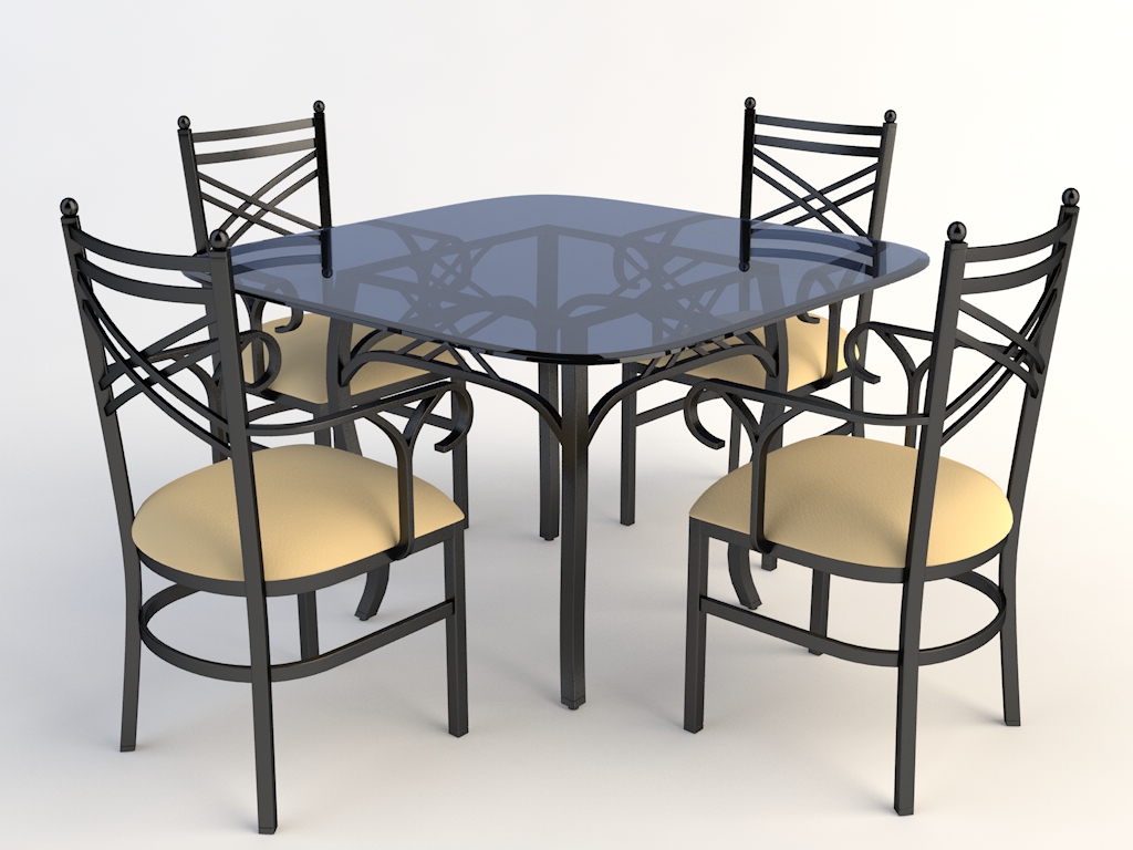 欧式铁艺桌椅 四人桌 方桌 餐桌 玻璃桌椅C4D模型 Tables and chairs -048 3d model - C4D之家 - chairs-2.jpg
