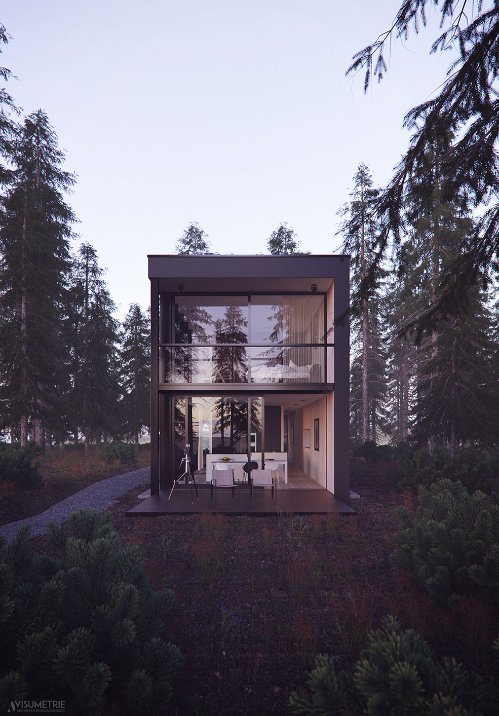 C4D树林中的时尚别墅建筑渲染作品欣赏 Black Box - Full CGI - C4D之家 - 75e8ff34907645.56e1efb0a9987.jpg