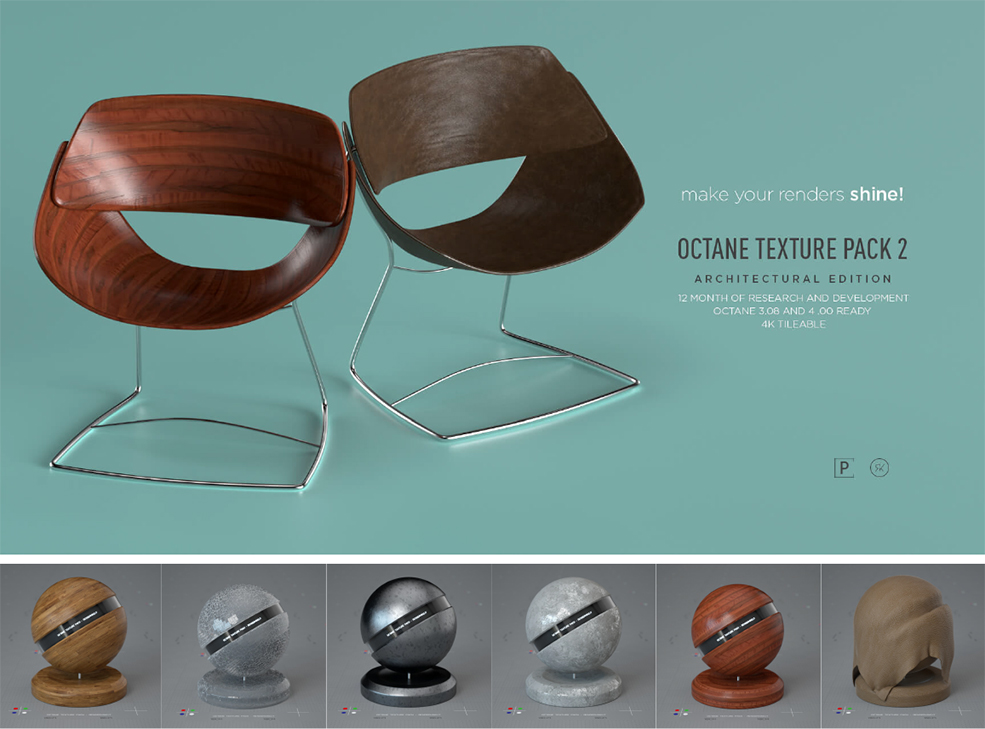 100个C4D Octane玻璃钢铁布料塑料大理石木纹材质球预设合集 - C4D之家 - 0-5.jpg