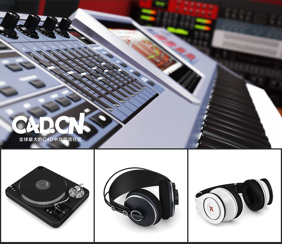 30套录音棚乐器C4D模型合集 Musical Instruments - C4D之家 - 未命名-4.jpg