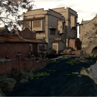 中式古建住宅庭院C4D模型（C4D格式,含贴图材质）