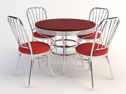 欧式铁艺桌椅 玻璃桌椅C4D模型 Tables and chairs -034 3d model