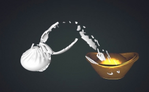 C4D物体变换动画工程：从包子变成元宝Object transformation animation project