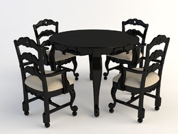 欧式桌椅 黑色餐桌C4D模型 Tables and chairs -027 3d model