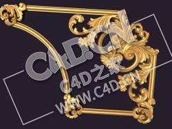 C4D镜框花线画框欧式装饰雕花框模型_60 hoa van1