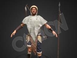 背弓箭拿长矛的荒野猎人C4D模型