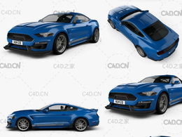 福特野马跑车C4D模型 Ford Mustang Shelby Super Snake coupe 2018 - 3DModel
