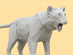 低面多边形老虎C4D模型 Tiger