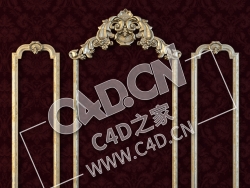 C4D镜框花线画框欧式装饰雕花框模型_40 decorative plaaaster 2