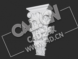 C4D欧式石膏雕花欧式象鼻罗马柱头雕塑模型_74