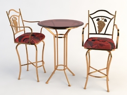 欧式铁艺桌椅 玻璃桌椅C4D模型 Tables and chairs -018 3d model
