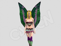 低面蝴蝶仙子女孩C4D动画模型