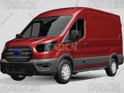 福特汽车封闭货车面包车2021款C4D汽车模型下载