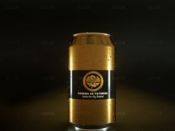 C4D Octane渲染长满水珠的金色易拉罐啤酒教程 Gold Beer Tin Octane Render