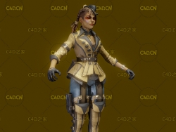 中世纪穿复古女装的女孩C4D模型 Girl in retro dress