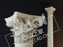 C4D欧式罗马柱雕花柱头模型_62 Corinthian order